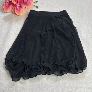 Black Sheer Layered mini Shorts skirt.